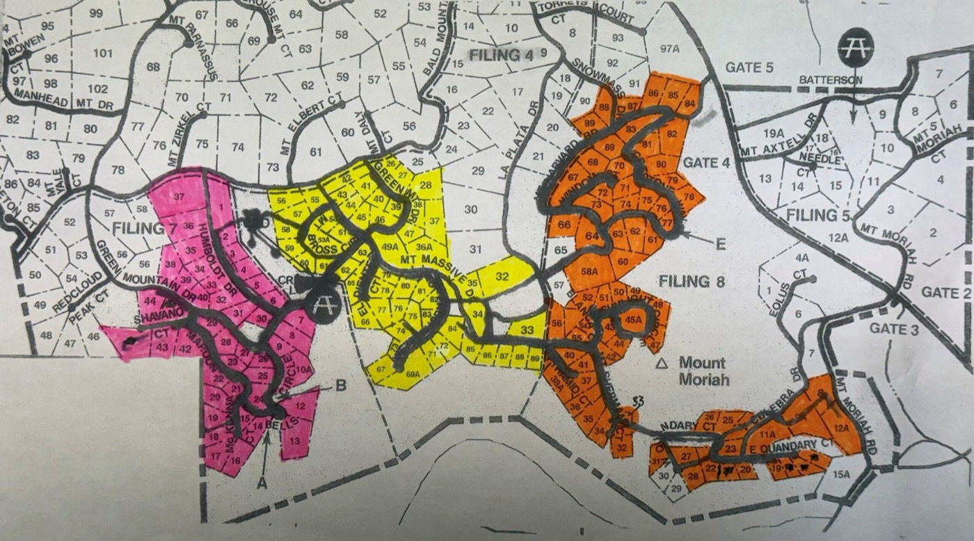 Map of the properties on the 002 community water system